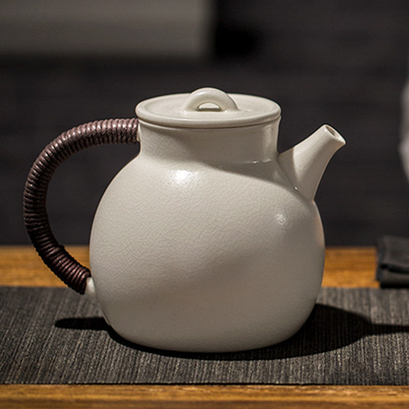 陶壶纯手工苏打釉白泥陶瓷茶壶侧把壶煮茶器家用套装烧水壶泡茶壶