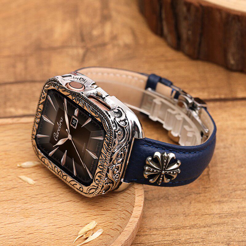 7金属2se手表带壳iwatch克罗心ins44mm42保护套40潮41个性创意真皮45