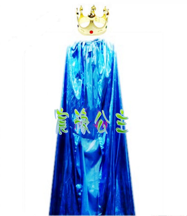 道具万圣节成人王后服装皇冠披风斗篷表演公主蓝色披风+皇冠套装