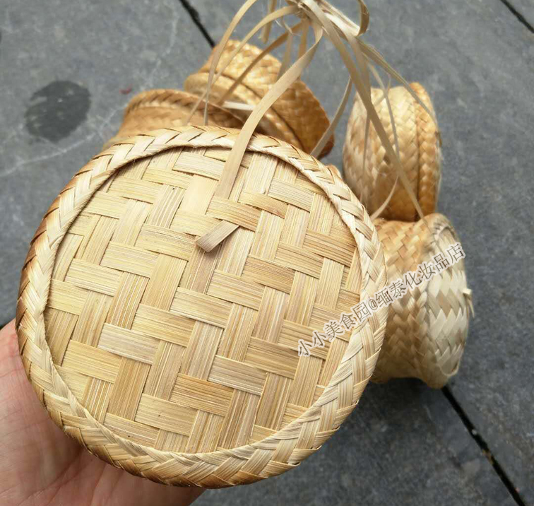 傣族竹饭盒圆形小竹盒纯手工竹编茶盒多尺寸散茶盒收纳盒纯手工