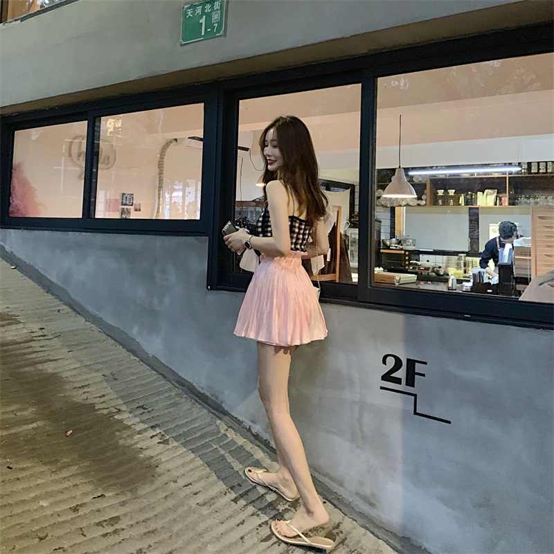 扑啦啦韩风甜美花苞高腰百褶裙半身裙女春短裙+修身格子针织吊带|msdalam kategori Butik wanita / wanita, skirt - dari Buy2taobao.com untuk memberikan perkhidmatan ejen Taobao profesional membeli