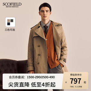 SCOFIELD男装春季新款复古商务英伦中长款风衣外套时尚简约潮流