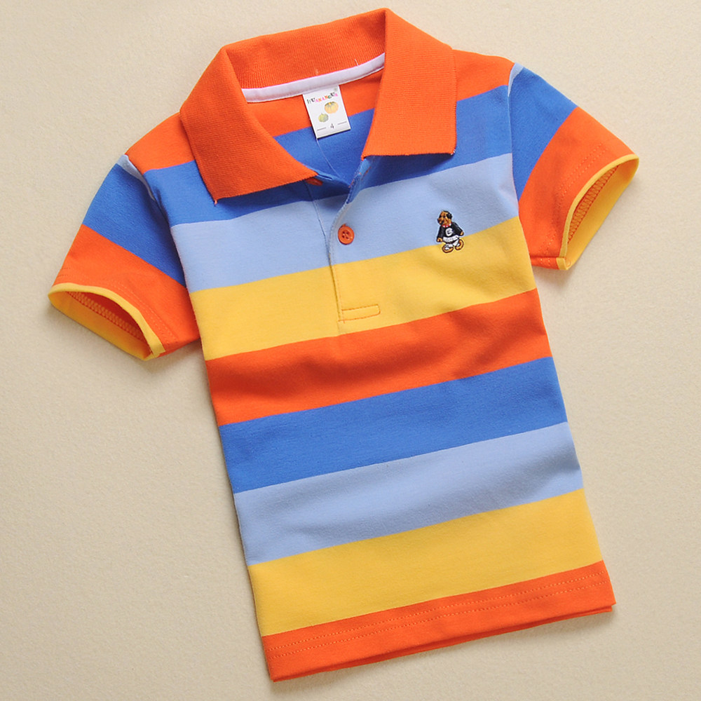 童装 男童夏季短袖t恤纯棉儿童条纹翻领polo衫中大童半袖汗衫新款