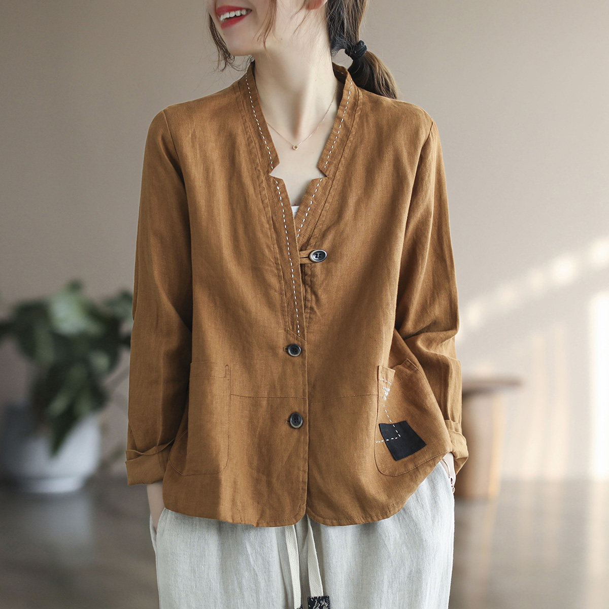 女士亚麻上衣