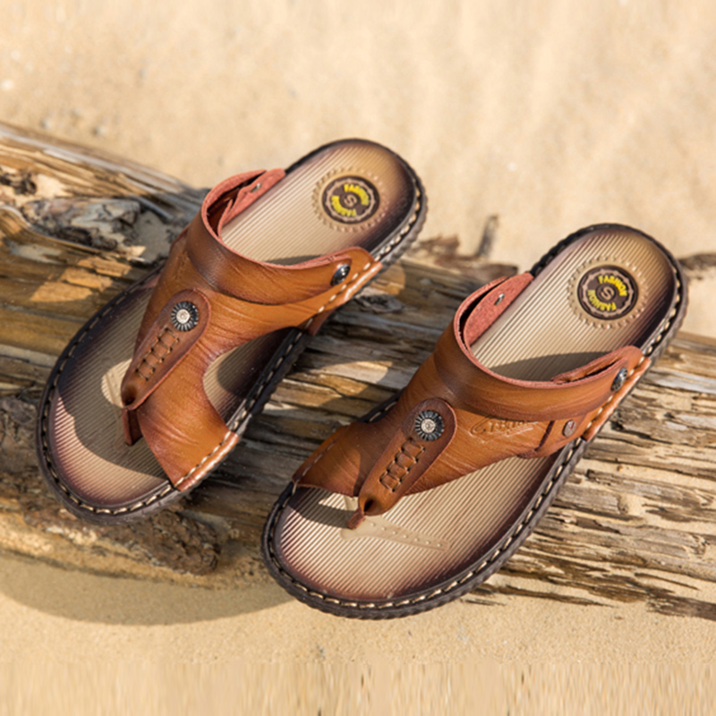 summer cowhide Aged slipper man Toe genuine leather Sandals Ethnic style Sandals Dual use leisure time Beach shoesin the Men's Shoes, Sandals category - from Buy2taobao.com to provide professional Taobao agent buy service