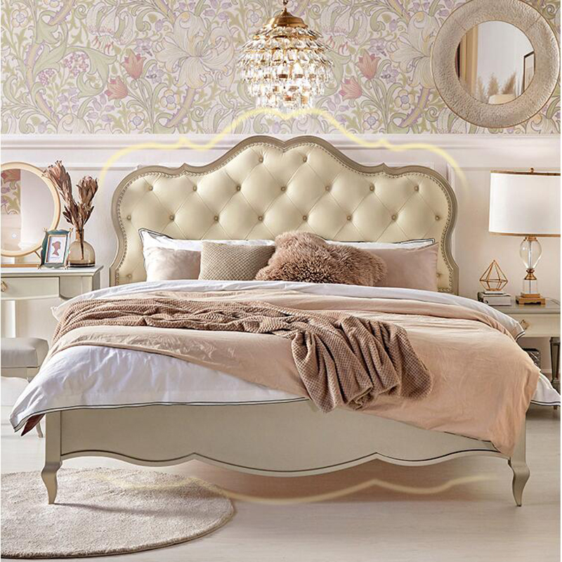 欧式轻奢实木公主床法式奢华真皮18m双人大床美式主卧婚床软包床