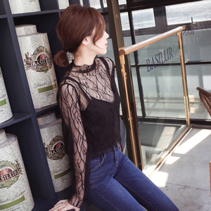 全透明纱衣女性感透视网纱上衣无内衬纱料衣服2020春夏透肉打底衫