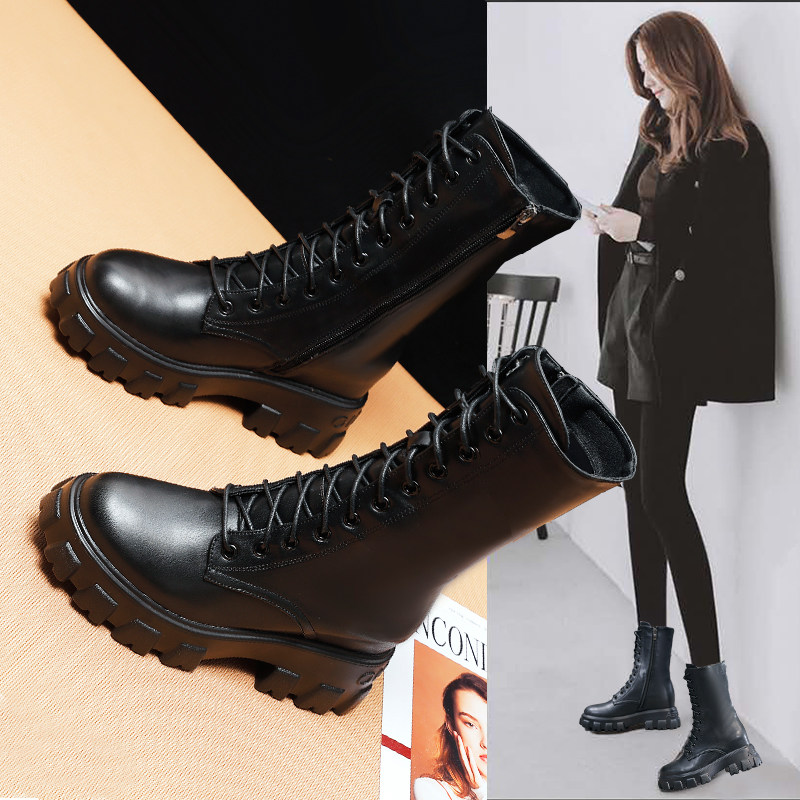 雪地靴女鞋子2020年新款骑士靴百搭冬季加绒加厚棉鞋中筒马丁靴女