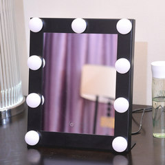 带灯泡梳妆镜台式便携化妆镜 折叠LED灯梳妆镜子 方形高档美容镜