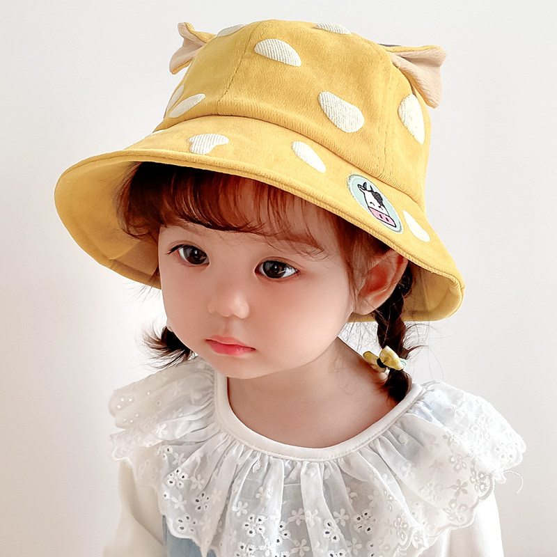 女宝宝帽子春秋款儿童渔夫帽春季男女童盆帽小童女孩可爱幼儿婴儿