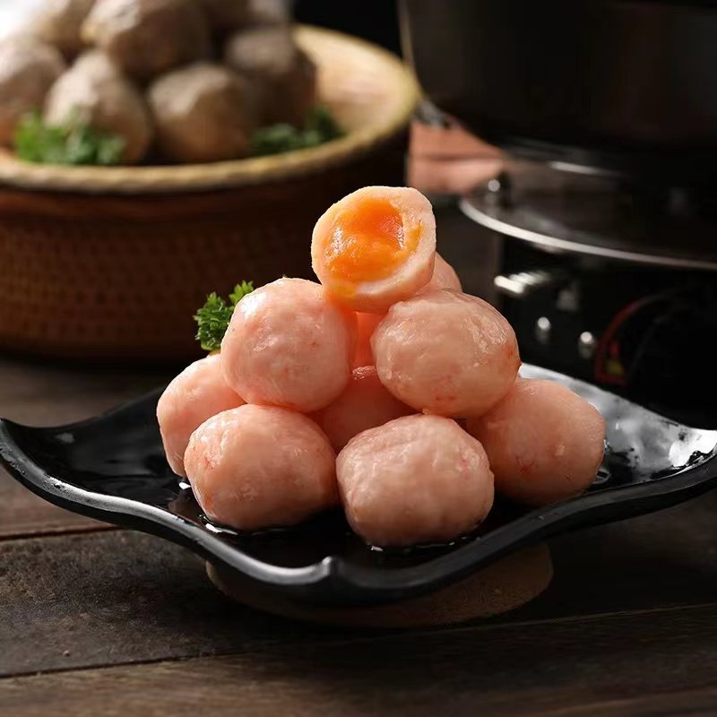【 潮欣】海鸭蛋流沙虾丸500g  包心丸子  火锅食材  海鲜虾滑丸