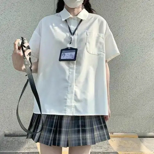 基础款白衬衫短袖白色衬衣夏季学生jk制服上衣日系仙女甜美风体恤