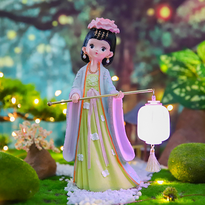 中式装国潮古风盛世美颜唐仕女系列摆件提宫灯游园装饰品小夜灯
