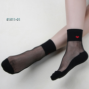 Socks women's stockings spring and autumn thin love mid-tube ladies cotton bottom crystal socks transparent Japanese glass socks tide socks
