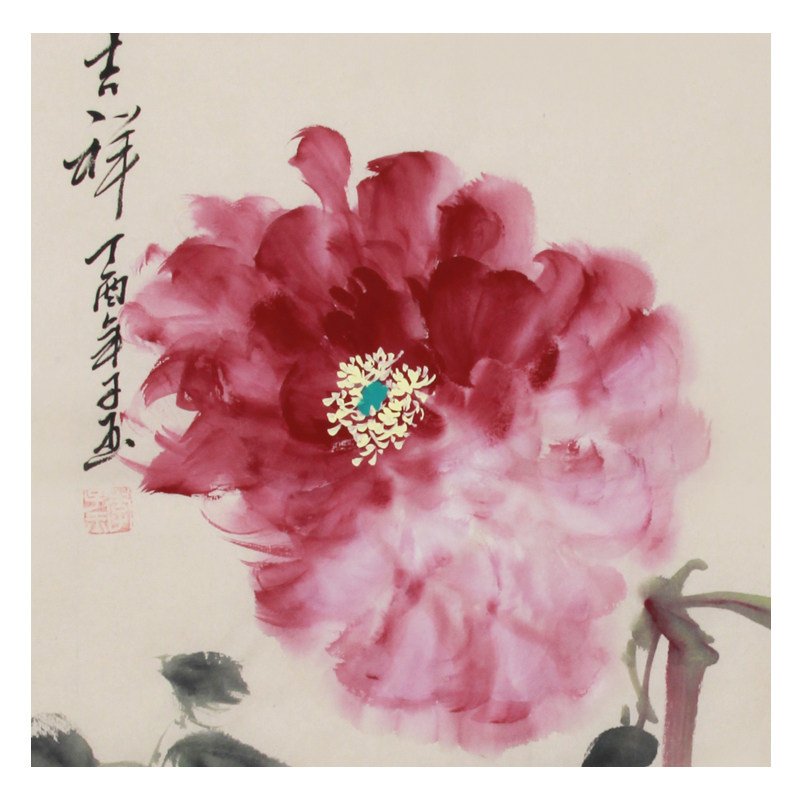 李子玉《精品花鸟四条屏牡丹系列》