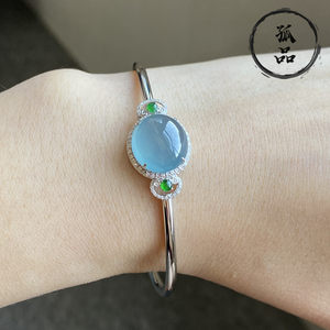 翡翠蛋面18k镶嵌手镯图片