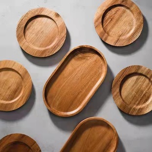 日式木质杯垫托盘咖啡杯底托北欧圆相思木餐垫复古隔热垫