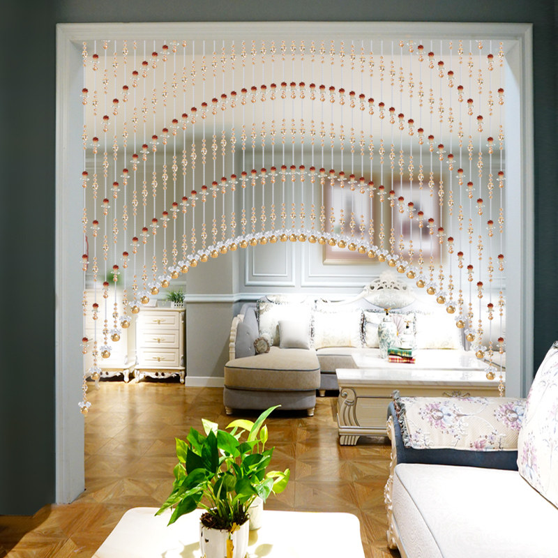 水晶珠帘客厅过道隔断帘家用装饰帘卧室卫生间门帘帘子免打孔