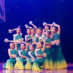 新款缅桂花开朵朵香服装傣族舞蹈儿童演出服女童艺考孔雀鱼尾裙