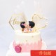 七夕情人节蛋糕装饰摆件亲嘴娃娃生日网红插件玫瑰花羽毛蛋糕装饰
