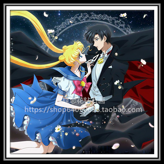 diy卡通动漫情侣美少女战士月野兔水冰月满钻贴钻石画点钻十字绣