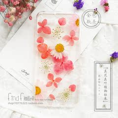 iphone7/6plus干花苹果6s真花鲜花波斯菊纯手工永生花滴胶手机壳