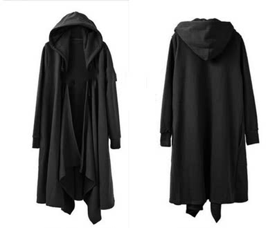 春秋季薄款风衣男中长款帽衫斗篷披风连帽宽松巫师袍大衣服男外套