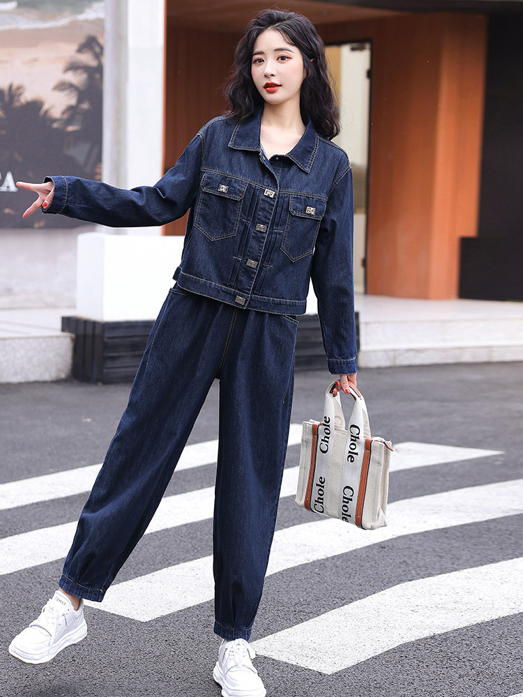 牛仔套装女2023年新款春秋欧洲站高端气质时尚减龄时髦休闲两件套