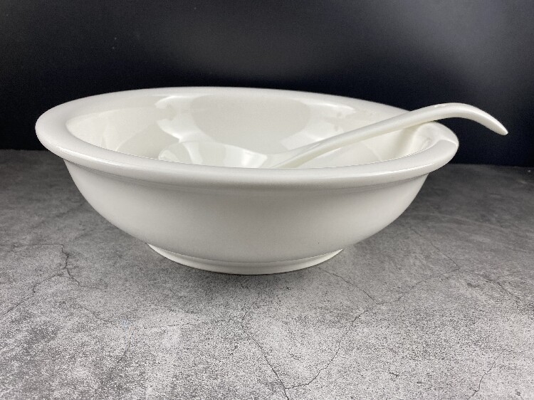 9英寸无盖大汤碗 加厚陶瓷餐具大碗泡面碗大号家用陶瓷汤盆白色