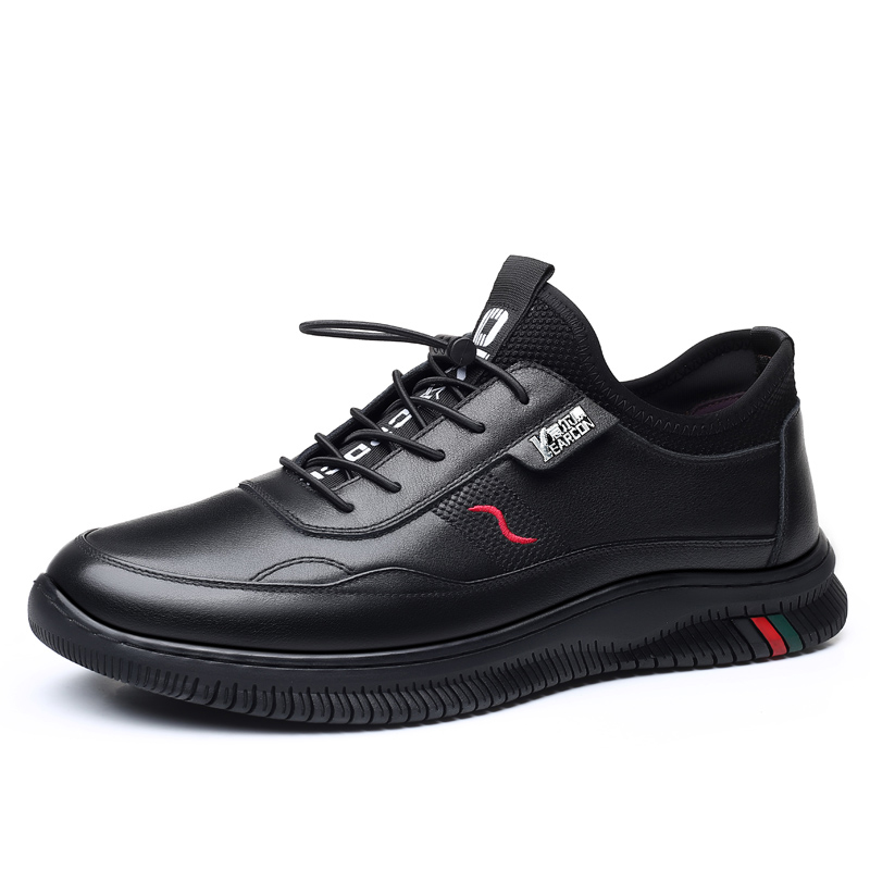 意尔康男鞋真皮2021年秋季男士运动休闲皮鞋软底园头百搭透气潮鞋