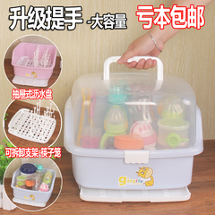 婴儿奶瓶收纳盒餐具防尘收纳箱放宝宝用品储藏盒干燥架玩具沥水盒
