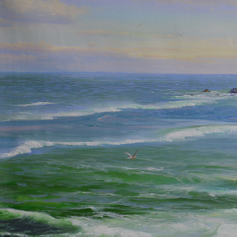 朝鲜一级画家李春桂油画作品《大浪淘沙》