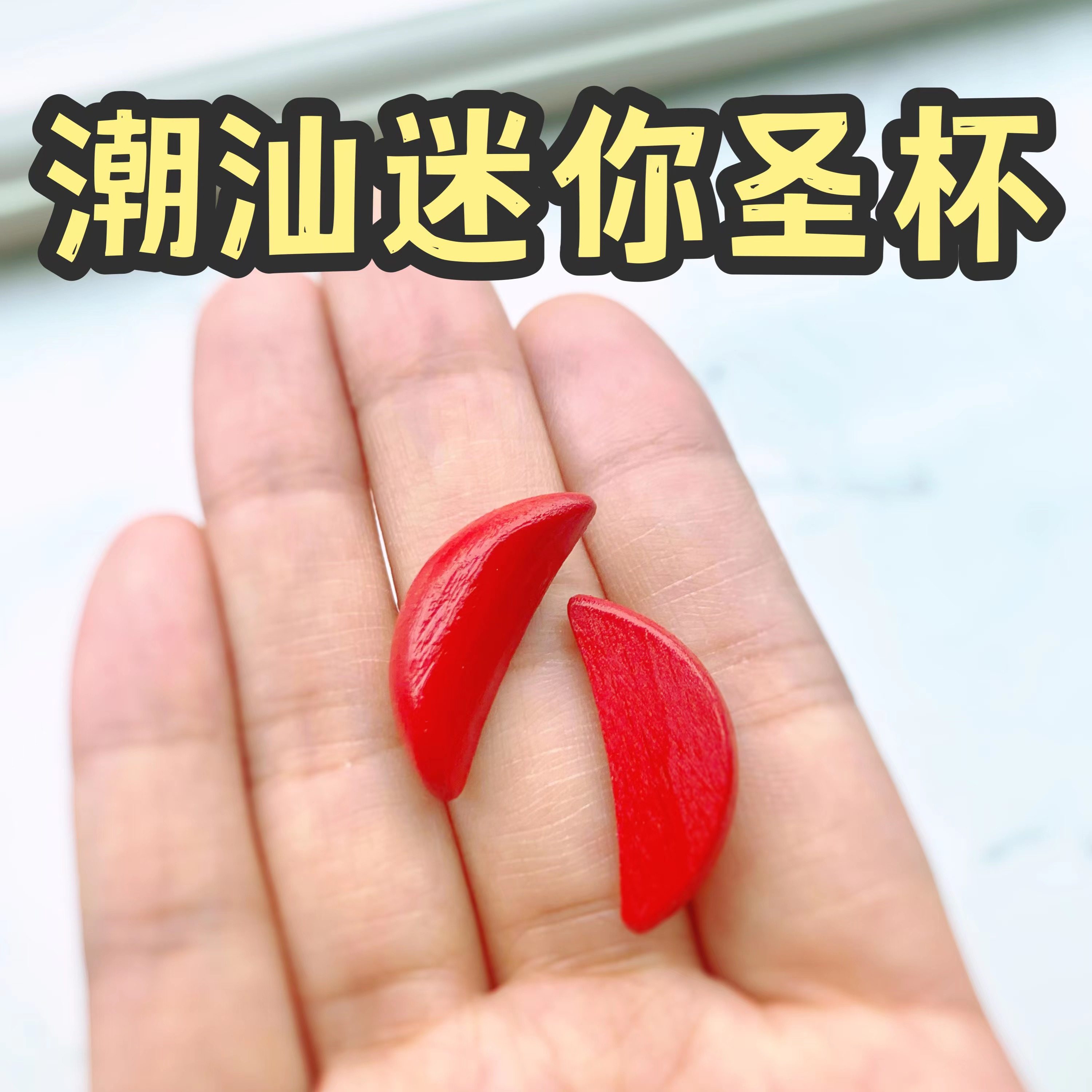 潮汕榉木圣杯木筊杯圣摆件迷你指尖贡杯艺品阴阳挂神器佛具抖音爆