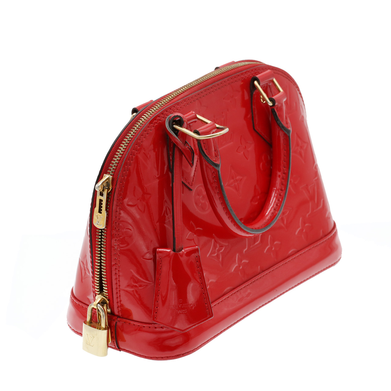 [9.5新]路易威登lv女士漆皮alma红色小号贝壳包单肩手提包