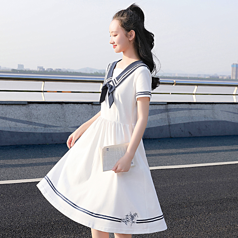 少女连衣裙中学生日系夏装学生海军领