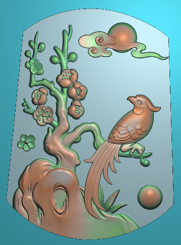 jdp玉雕图花鸟牌喜上眉梢46牌灰度喜鹊小鸟花朵精雕图花鸟方牌