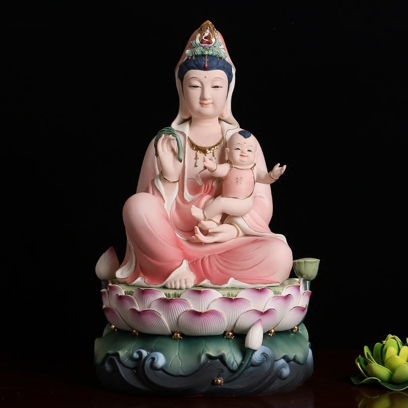 宝成佛具德化瓷白瓷陶瓷送子观音佛像客厅供奉摆件求子送子