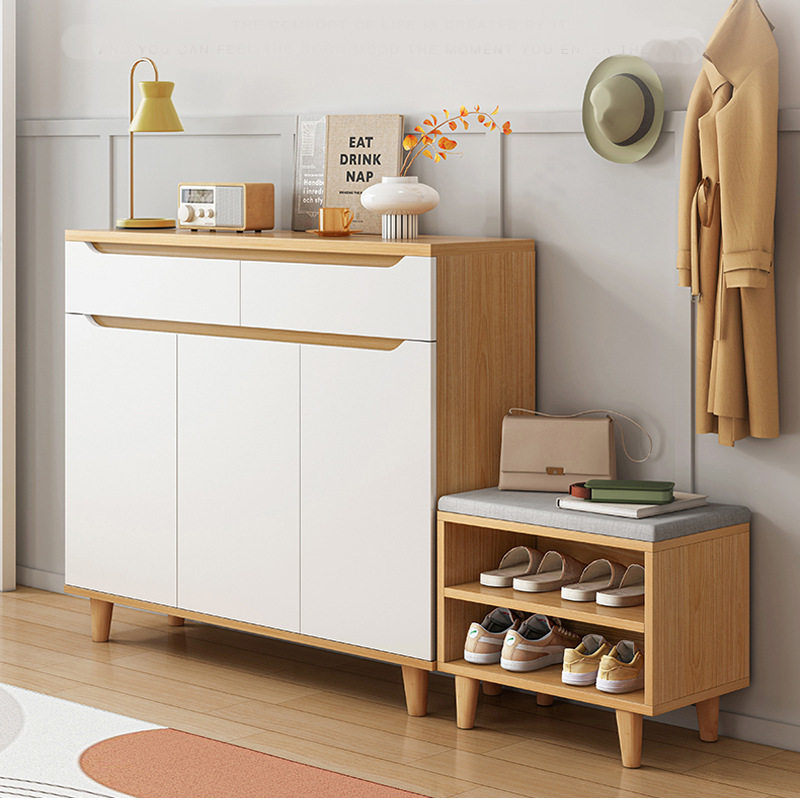 换鞋凳一体组合家用门口靠墙鞋柜