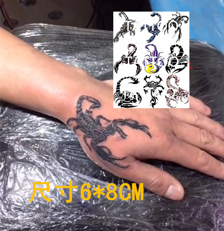 纹身贴男刺青手臂_虎口蝎子纹身贴 防水持久仿真个性蝎子刺青男女手臂