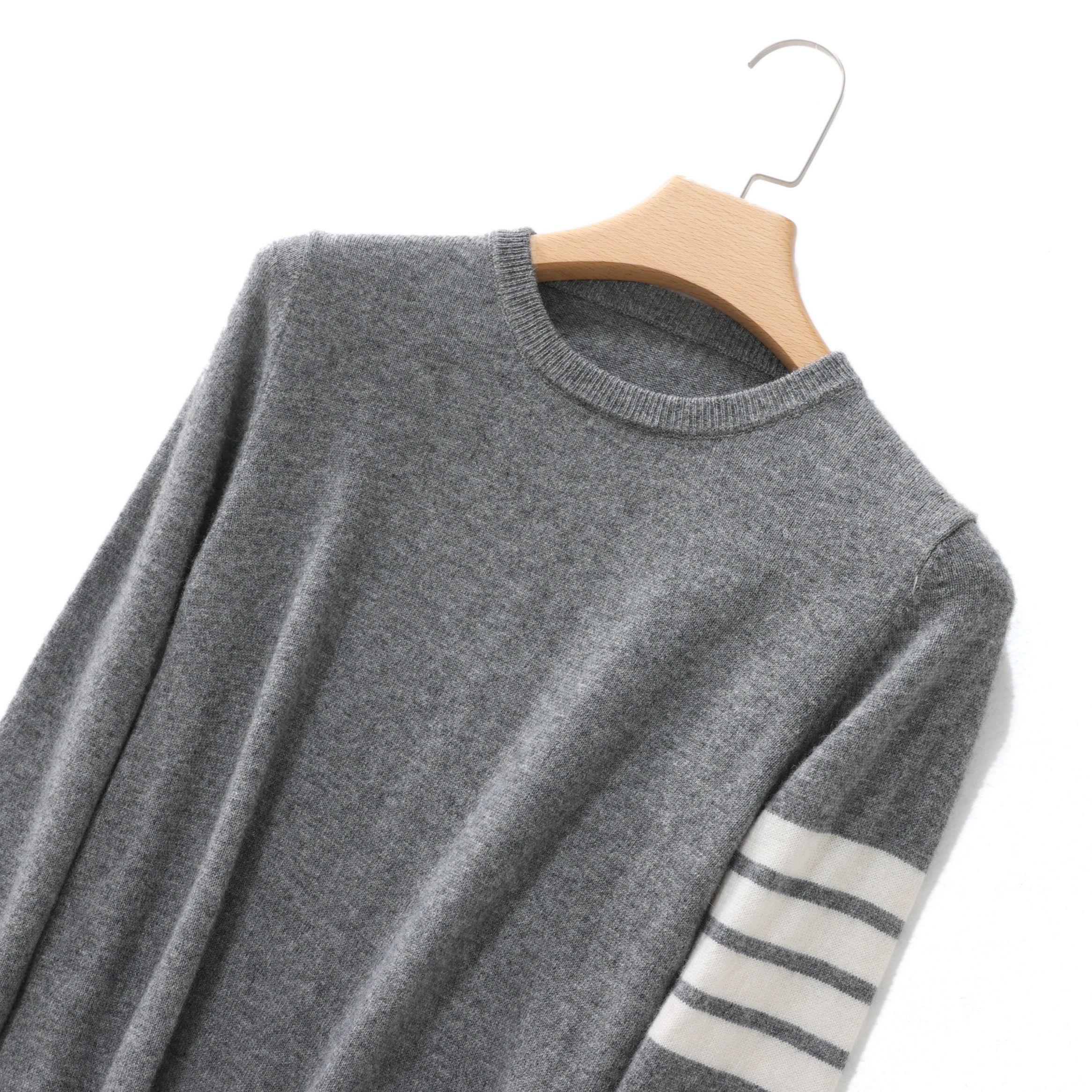 经典学院风~tb男女情侣同款羊绒衫圆领套头四条杠羊毛针织衫长袖