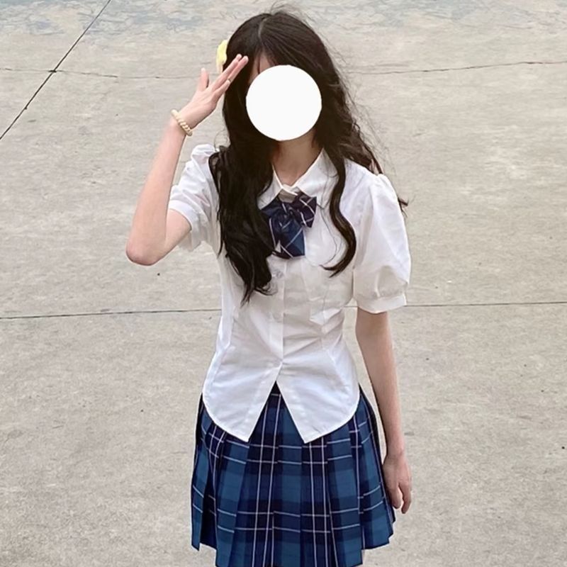 甜辣学院风原创JK制服衬衫修身收腰百搭基础款纯欲制服夏季新款女