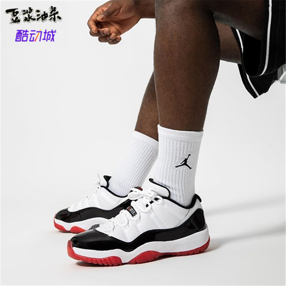 豆浆 air jordan 11 low aj11黑红康扣低帮黑白红 av2187-160