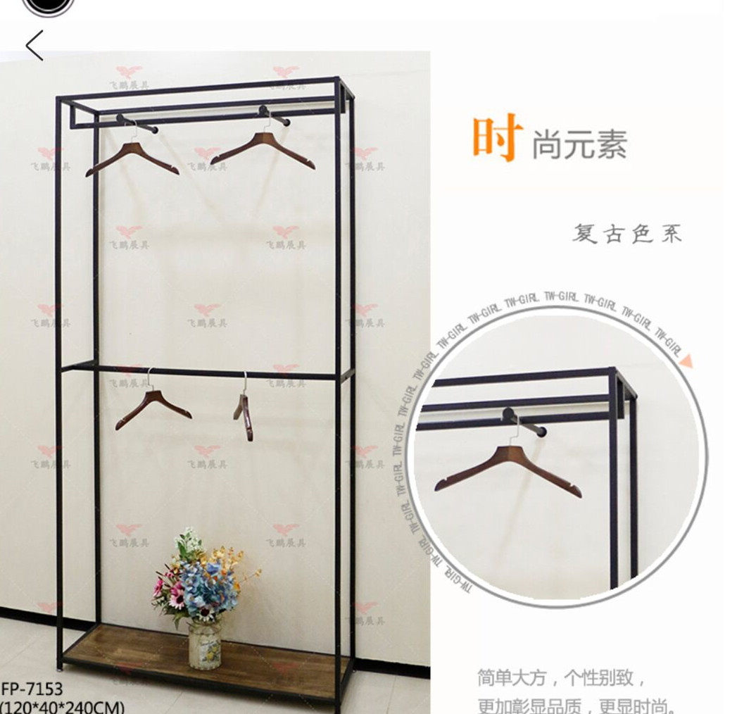 厂家直销简约时尚服装店展示架双层男女货架陈列架侧挂衣架拆装|msdalam kategori Perniagaan/perabot pejabat, rak/Showcase, rak pakaian - dari Buy2taobao.com untuk memberikan perkhidmatan ejen Taobao profesional membeli