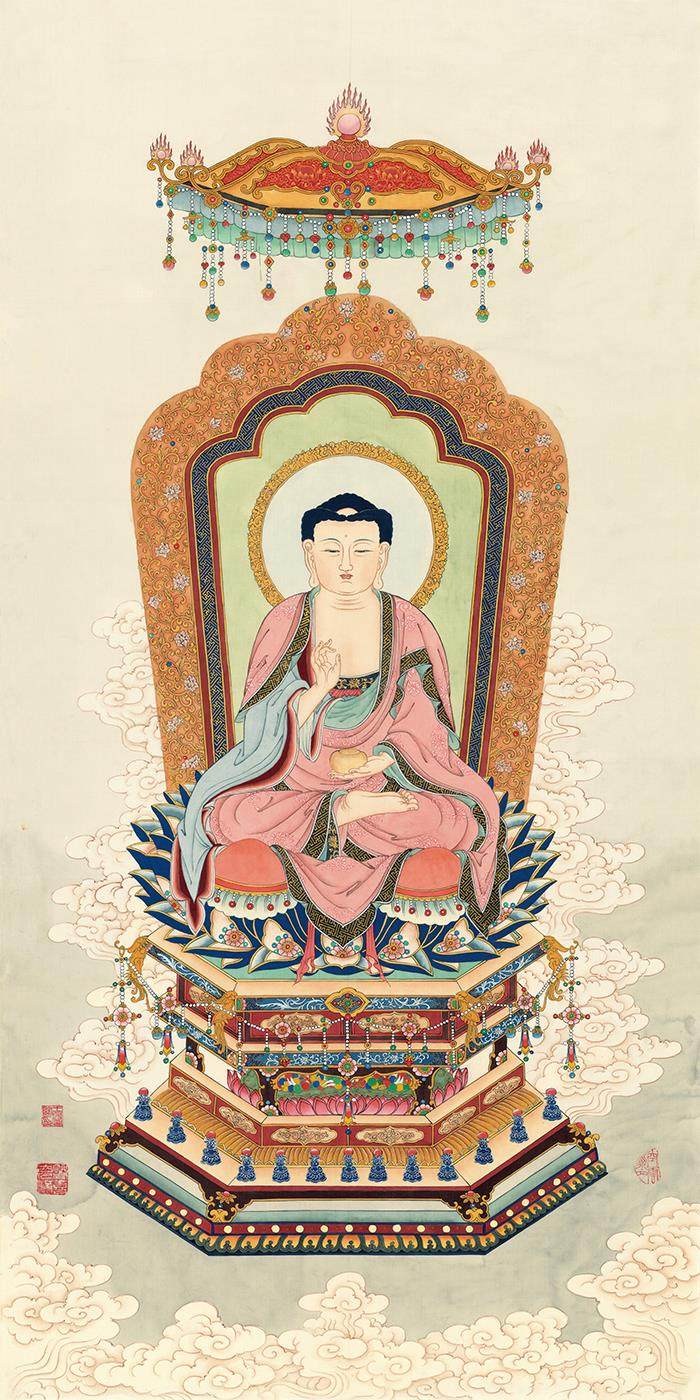 唐卡佛像夏荆山60x120名画宣纸装饰国画字画高清国画