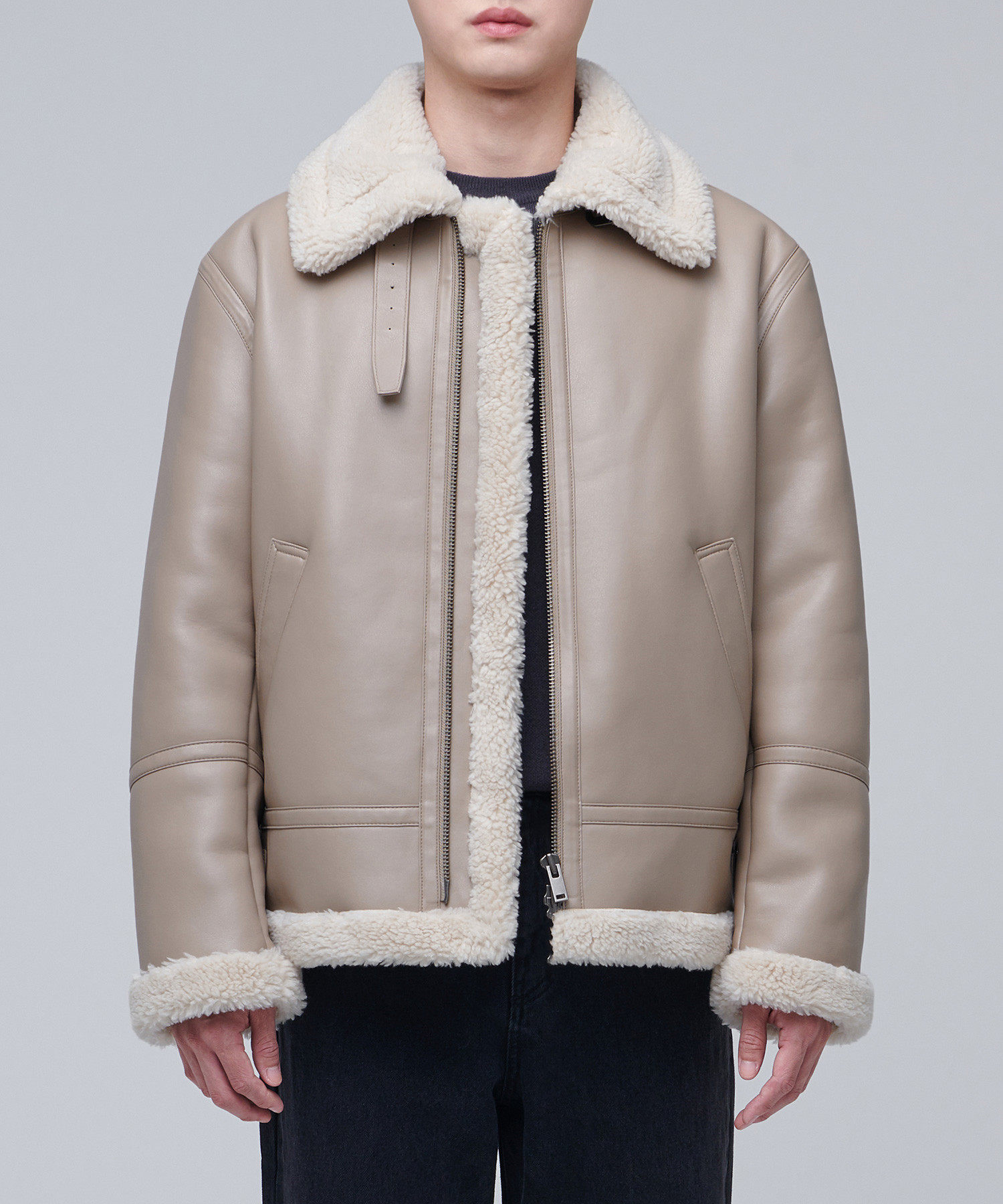 【仅19件】代友厂出~外贸出口pu仿皮毛一体b3空军皮夹克