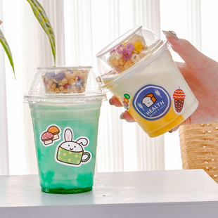 一次性搅拌酸奶谷物牛奶杯杯水果捞打包盒甜品专用杯子商用摆摊