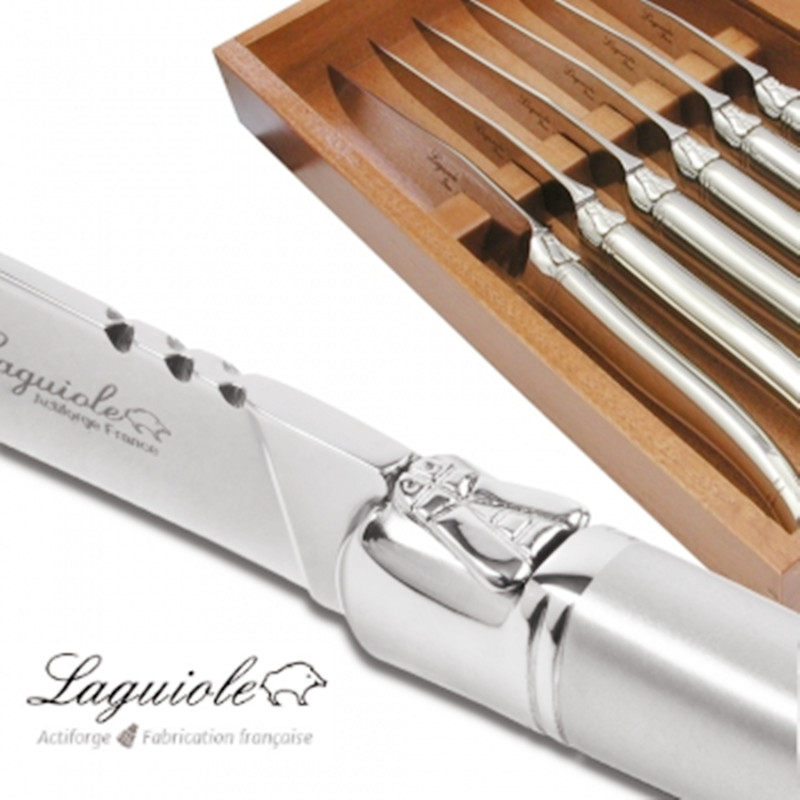 法国laguiole拉吉奥乐三种不同木材质地的牛排刀6件套木盒装