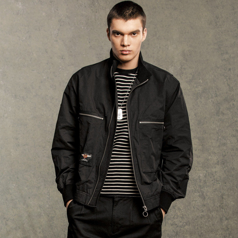 akclub男装春款军事复古棒球领休闲夹克外套男工装坦克pu夹克皮衣已售