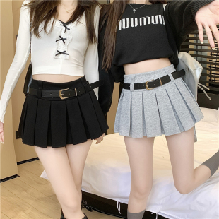 145小矮个子辣妹高腰百褶半身裙女秋冬150显瘦防走光A字短裙裤xs