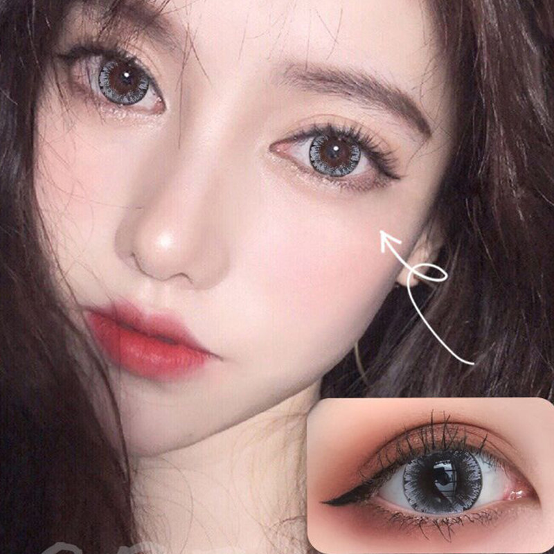 大眼女孩灰色美瞳半年抛欧美混血女网红日抛隐形眼镜棕月抛水润tn